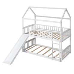 House Shape Twin Over Twin Bunk Bed With Slide - ModernLuxe -Kiddo Land Store GUEST 84df9212 96b8 483f 96d9 d1f0ad684b07