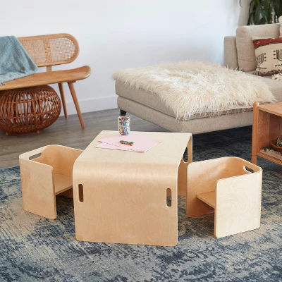 ECR4Kids Bentwood Multipurpose Table And Chair Set, Kids Furniture, Natural, 3-Piece 10 ECR4Kids Bentwood Multipurpose Table And Chair Set, Kids Furniture, Natural, 3-Piece - Image 8