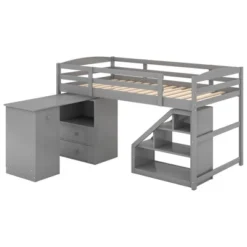 Twin Size Loft Bed With Multifunctional Movable Built-in Desk And Staircase-ModernLuxe -Kiddo Land Store GUEST 8b71f495 5265 405b 84f2 19346647cf69