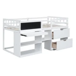 Twin Size Low Loft Bed With Rolling Desk, Shelves And Drawers - ModernLuxe -Kiddo Land Store GUEST 8bc7e9c0 361f 483e a665 4bb0af83fa95