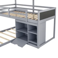Twin Size L-shaped Wood Triple Bunk Bed With Storage Cabinet, Ladder And Blackboard-ModernLuxe 20 Twin Size L-shaped Wood Triple Bunk Bed With Storage Cabinet, Ladder And Blackboard-ModernLuxe -Kiddo Land Store GUEST 8d5bd23d 54b0 4f36 a0b0 b654a89e10f8