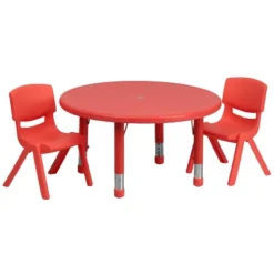 Flash Furniture 33" Round Plastic Height Adjustable Activity Table Set With 2 Chairs 19 Flash Furniture 33" Round Plastic Height Adjustable Activity Table Set With 2 Chairs -Kiddo Land Store GUEST 8d9e76db d288 4828 8cbb 8dfec7c6f9cd