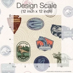 Jurassic World Badges Peel & Stick Wallpaper Beige - RoomMates -Kiddo Land Store GUEST 9081f183 878b 4da4 9bee 3fea6c4a1a89