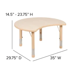 Emma And Oliver 25.125"W X 35.5"L Crescent Natural Plastic Adjustable Activity Table-Seats 4 -Kiddo Land Store GUEST 908ddeeb 98e1 4d97 a4a3 0241e1b63ec4