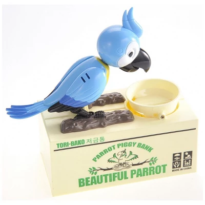 Insten Parrot Piggy Bank Robotic Coin Munching Toy Money Box, Blue, 6.6x6.5 Inches 5 Insten Parrot Piggy Bank Robotic Coin Munching Toy Money Box, Blue, 6.6x6.5 Inches - Image 3