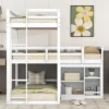 Twin Size L-shaped Wood Triple Bunk Bed With Storage Cabinet, Ladder And Blackboard-ModernLuxe -Kiddo Land Store GUEST 932c522c 03b1 4431 9459 e373b00a829e