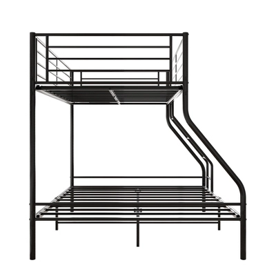 Twin-Over-Full Metal Bunk Bed With Ladder And Enhanced Upper-Level Guardrail, Black-ModernLuxe 7 Twin-Over-Full Metal Bunk Bed With Ladder And Enhanced Upper-Level Guardrail, Black-ModernLuxe - Image 5