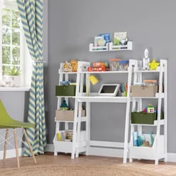 Kids' Desk With Ladder Shelf Storage And 2 Bonus Magnetic Art Display Bars White - RiverRidge Home -Kiddo Land Store GUEST a18ea58d 2f31 4883 bf1a 7c63e2644974