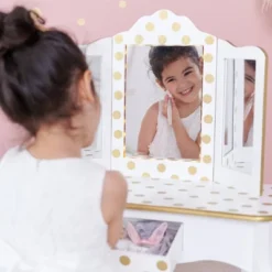 Fashion Polka Dot Gisele Play Vanity Set With Led Mirror White/Gold - Teamson Kids 33 Fashion Polka Dot Gisele Play Vanity Set With Led Mirror White/Gold - Teamson Kids -Kiddo Land Store GUEST a4f1b160 8651 492a 8ec6 c1584c296ea1