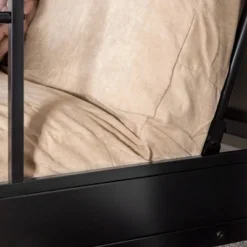 Twin Over Futon Analise Metal Bunk Bed Black - Saracina Home -Kiddo Land Store GUEST aa2d1e2d b75c 4bdb 9c73 1846806f43c6