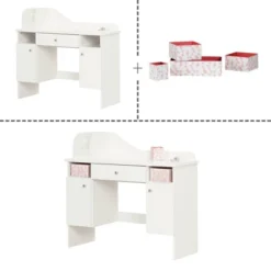 Vito Makeup Desk With Drawer Pure White/Pink - South Shore -Kiddo Land Store GUEST ab562318 a964 4fe2 936c 5f0103f989db