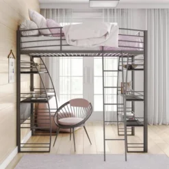 Andy Metal Loft Bed With Integrated Desk And Shelves - Room & Joy -Kiddo Land Store GUEST ac9f8af9 f47c 40b4 bcd6 b5fba08a8728