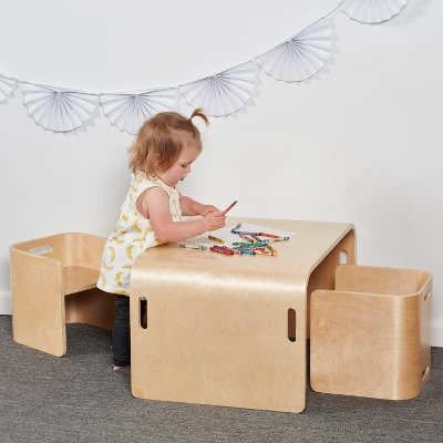 ECR4Kids Bentwood Multipurpose Table And Chair Set, Kids Furniture, Natural, 3-Piece 12 ECR4Kids Bentwood Multipurpose Table And Chair Set, Kids Furniture, Natural, 3-Piece - Image 10