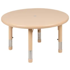 Flash Furniture 33" Round Plastic Height Adjustable Activity Table Set With 4 Chairs