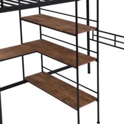Twin Size Metal Loft Bed With Built-in Desk And Shelves - ModernLuxe -Kiddo Land Store GUEST b09738cb 4c72 4411 b923 ac9f045ad698