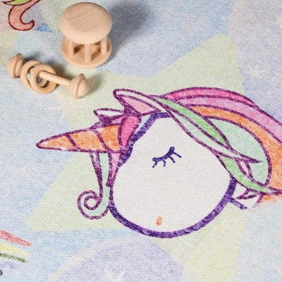 Unicorn Rainbow Colorful Kids Playroom Nursery Washable Indoor Area Rug By Blue Nile Mills 6 Unicorn Rainbow Colorful Kids Playroom Nursery Washable Indoor Area Rug By Blue Nile Mills - Image 4