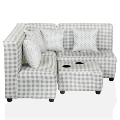 Tibbetts Kids' Sectional With Ottoman Gray/White - HOMES: Inside + Out 5 Tibbetts Kids' Sectional With Ottoman Gray/White - HOMES: Inside + Out - Image 3