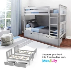 Max & Lily Twin Over Twin Bunk Bed With Under Bed Storage Drawers -Kiddo Land Store GUEST b9b6a43a 83d4 4e82 ac21 7890192edc63