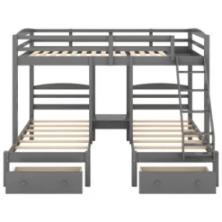Full Over Twin & Twin Bunk Bed, Gray - ModernLuxe 14 Full Over Twin & Twin Bunk Bed, Gray - ModernLuxe -Kiddo Land Store GUEST bad49588 8cfb 4daf b1fa 17fb428720eb