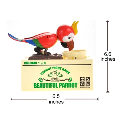 Insten Parrot Piggy Bank Robotic Coin Munching Toy Money Box, Red, 6.6x6.5 Inches 7 Insten Parrot Piggy Bank Robotic Coin Munching Toy Money Box, Red, 6.6x6.5 Inches - Image 5