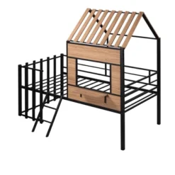 Metal Twin Size Loft Bed With Roof, Windows, Railing And Ladder - ModernLuxe -Kiddo Land Store GUEST c34060c7 7e7b 4f93 9f9d 28085193c9a6