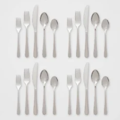 20pc Harrington Flatware Set Silver - Threshold™ -Kiddo Land Store GUEST c415e3b7 a834 4e6d 9a1e ec219535a2d0