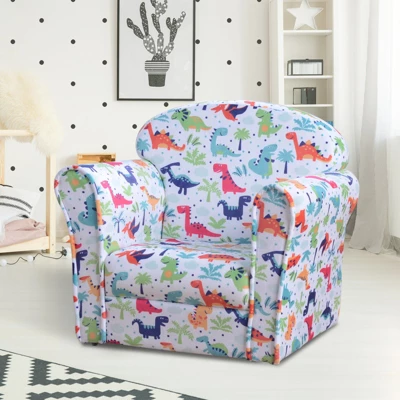 Qaba Kid's Sofa Chair With Dinosaur Design And Thick Padding, Flannel-Covered Toddler Armchair For Bedroom, Playroom 3 Qaba Kid's Sofa Chair With Dinosaur Design And Thick Padding, Flannel-Covered Toddler Armchair For Bedroom, Playroom