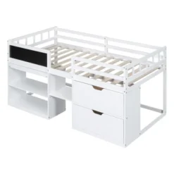 Twin Size Low Loft Bed With Rolling Desk, Shelves And Drawers - ModernLuxe -Kiddo Land Store GUEST c6eaeb63 277d 4518 90fc 78c9ee3d5a14