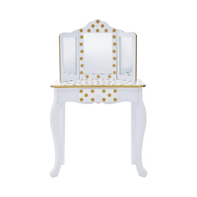 Fashion Polka Dot Gisele Play Vanity Set With Led Mirror White/Gold - Teamson Kids 11 Fashion Polka Dot Gisele Play Vanity Set With Led Mirror White/Gold - Teamson Kids - Image 9