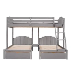 Full Over Twin & Twin Bunk Bed, Velvet Triple Bunk Bed With Drawers And Guardrails-ModernLuxe -Kiddo Land Store GUEST cd966953 4d7f 4d80 ad93 2dd8b423c99a