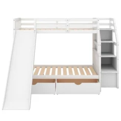 Twin Over Full Bunk Bed With Drawers,Storage Staircase And Slide-ModernLuxe -Kiddo Land Store GUEST d21ebd8c bd83 4fc2 89ec 53cd10419c3c