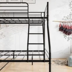 Twin-Over-Full Metal Bunk Bed With Ladder And Enhanced Upper-Level Guardrail, Black-ModernLuxe 14 Twin-Over-Full Metal Bunk Bed With Ladder And Enhanced Upper-Level Guardrail, Black-ModernLuxe -Kiddo Land Store GUEST d705b433 6745 4bc7 bd87 53dcc52e3056