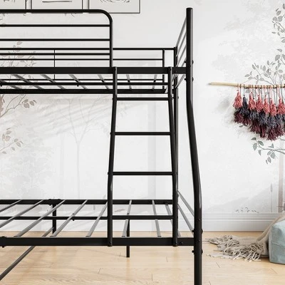 Twin-Over-Full Metal Bunk Bed With Ladder And Enhanced Upper-Level Guardrail, Black-ModernLuxe 8 Twin-Over-Full Metal Bunk Bed With Ladder And Enhanced Upper-Level Guardrail, Black-ModernLuxe - Image 6