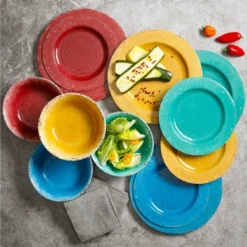 Gibson Studio California Mauna 12 Piece Assorted Crackle Decal Melamine Dinnerware Set -Kiddo Land Store GUEST d79d20e1 8478 4d64 a14f 89623f484aca
