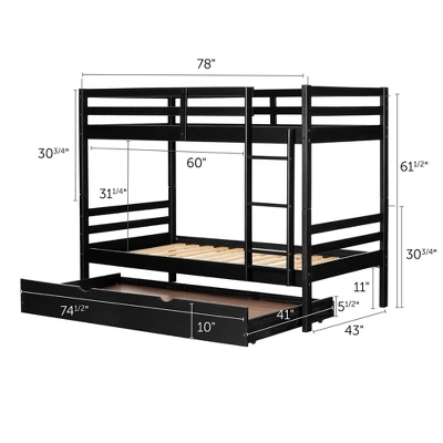 Fakto Bunk Beds With Trundle Matte Black - South Shore 14 Fakto Bunk Beds With Trundle Matte Black - South Shore - Image 12