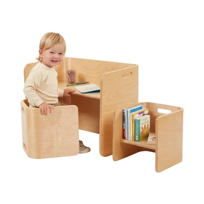 ECR4Kids Bentwood Multipurpose Table And Chair Set, Kids Furniture, Natural, 3-Piece 4 ECR4Kids Bentwood Multipurpose Table And Chair Set, Kids Furniture, Natural, 3-Piece - Image 2