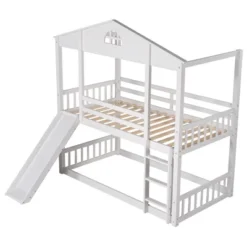 Twin Over Twin House Shaped Bunk Bed With Convertible Slide And Ladder-ModernLuxe -Kiddo Land Store GUEST db779b5a 7dc3 4afc 8b41 3c2d33274854