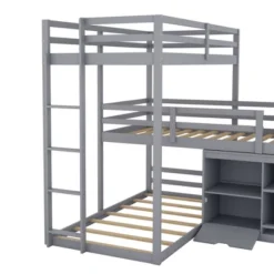 Twin Size L-shaped Wood Triple Bunk Bed With Storage Cabinet, Ladder And Blackboard-ModernLuxe 21 Twin Size L-shaped Wood Triple Bunk Bed With Storage Cabinet, Ladder And Blackboard-ModernLuxe -Kiddo Land Store GUEST dee116af 9f88 4ab6 84f5 058e066011ee
