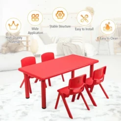 Costway Kids Plastic Rectangular Learn And Play Table Playroom Kindergarten Home Red -Kiddo Land Store GUEST e4bcd3cb 3058 4637 9bf3 e901fa585e49