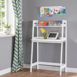 Kids' Desk With Ladder Shelf Storage And 2 Bonus Magnetic Art Display Bars White - RiverRidge Home -Kiddo Land Store GUEST e76461f9 1050 4bd6 9ae5 4c8619ccf4d2