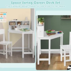 Costway Kids Corner Desk & Chair Set Wooden Study Writing Workstation With Storage & Hutch -Kiddo Land Store GUEST ed43f469 c685 4170 b3dd 8be7c84fb60b