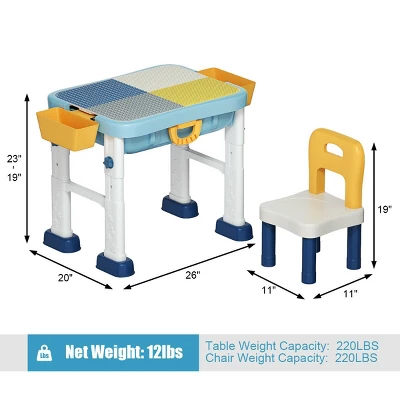 Costway 6 In 1 Kids Activity Table Set W/ Chair Toddler Luggage Building Block Table 11 Costway 6 In 1 Kids Activity Table Set W/ Chair Toddler Luggage Building Block Table - Image 9