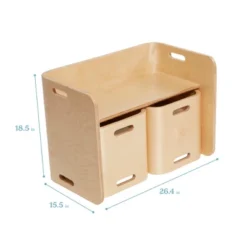 ECR4Kids Premium Bentwood Multipurpose Table And Chair Set, Kids Furniture, Natural, 3-Piece