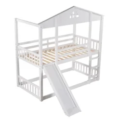 Twin Over Twin House Shaped Bunk Bed With Convertible Slide And Ladder-ModernLuxe -Kiddo Land Store GUEST f4592e1a 2b8b 4126 a0b0 d8753907c98a