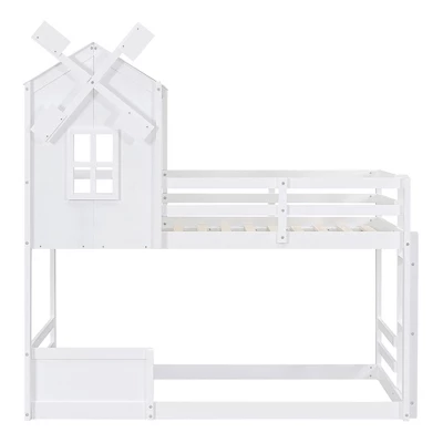 Twin Over Twin Bunk Bed With Roof, Window, Guardrails And Ladder - ModernLuxe 6 Twin Over Twin Bunk Bed With Roof, Window, Guardrails And Ladder - ModernLuxe - Image 4