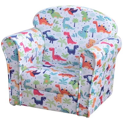 Qaba Kid's Sofa Chair With Dinosaur Design And Thick Padding, Flannel-Covered Toddler Armchair For Bedroom, Playroom 5 Qaba Kid's Sofa Chair With Dinosaur Design And Thick Padding, Flannel-Covered Toddler Armchair For Bedroom, Playroom - Image 3