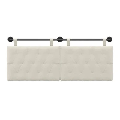 Full/Queen Remi Diamond Button Tufted Headboard Cloud White - Nathan James 3 Full/Queen Remi Diamond Button Tufted Headboard Cloud White - Nathan James - Image 2