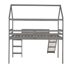 House Shape Twin Size Loft Bed With Slide, Gray - ModernLuxe -Kiddo Land Store GUEST fd183ccb 863d 46fc a756 a29406a8cd33